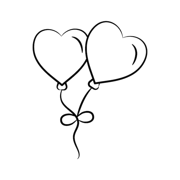 Consigue este práctico ícono de estilo de dibujo de globos de corazón