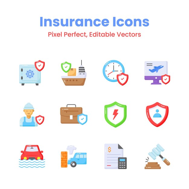 Consigue su control sobre este conjunto de iconos de seguro visualmente atractivos garantía de protección de seguridad