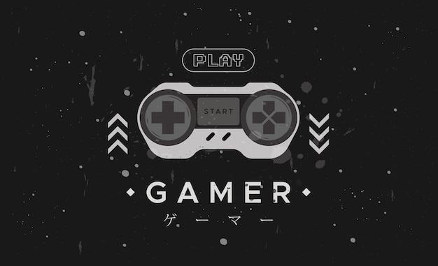 Consola de juegos de los años 90, diseño de estilo retro vintage, controladores de juegos, concepto de juego de estilo retro, Gamepads