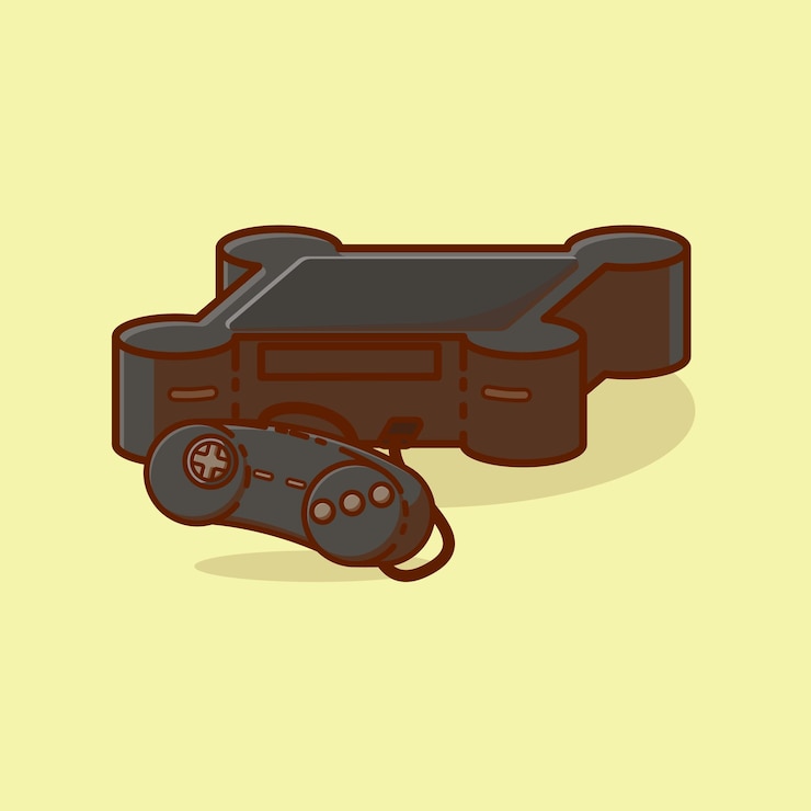 Vector consola de juegos y controlador panasonic 3do ilustración vectorial de dibujos animados colección de juegos
