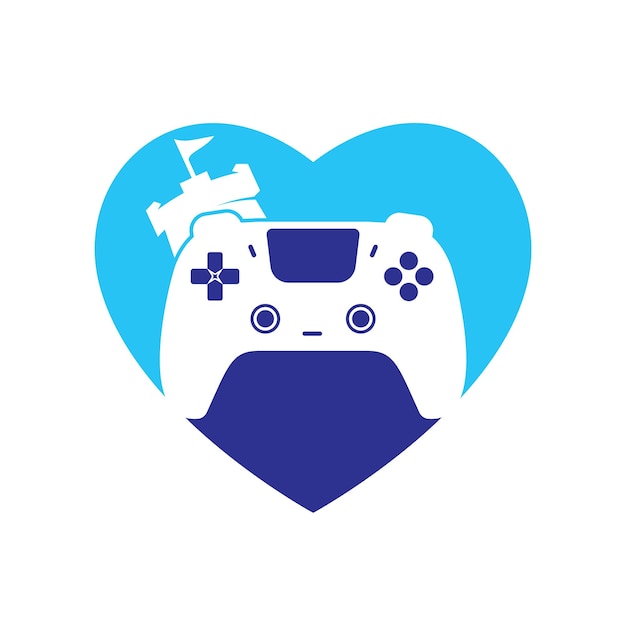 Consola de juegos y diseño de logotipo de vector de icono de fortaleza