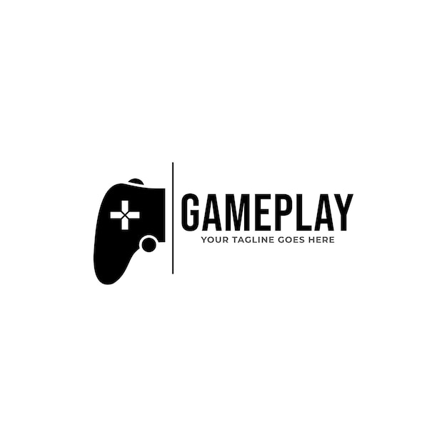 Consola de juegos y plantilla de diseño de logotipo de palo de videojuegos.