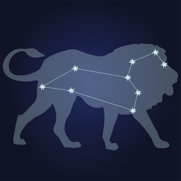 Vector constelación de estrellas leo