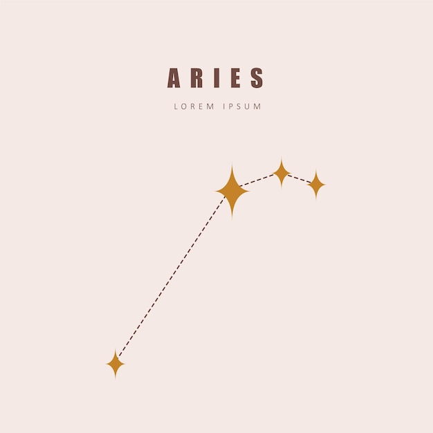 Constelación del zodiaco Aries Horóscopo ilustración vectorial en estilo boho Misterio y esoterismo