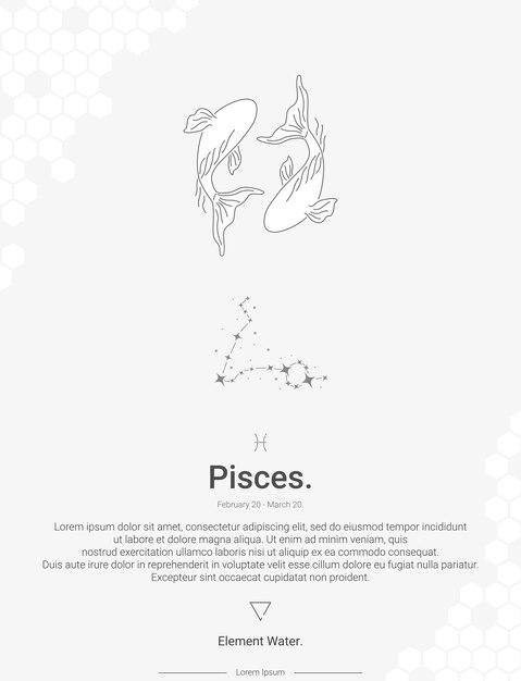 Vector las constelaciones de los signos del zodiaco, los peces, las ilustraciones vectoriales, las ideas de decoración de paredes.