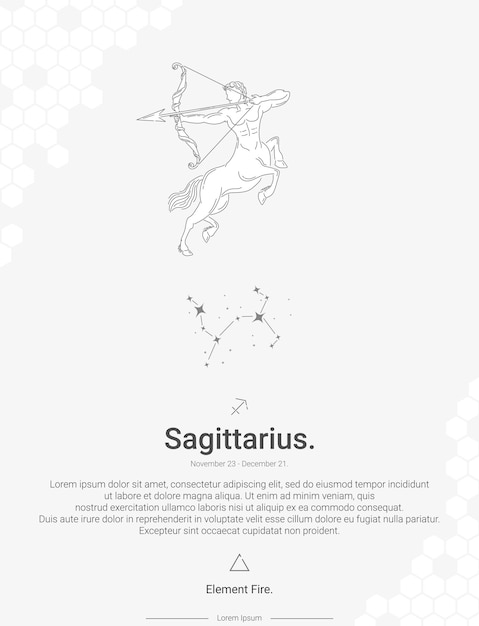 Las constelaciones de los signos del zodiaco Sagitario Ilustración vectorial Ideas de decoración de paredes