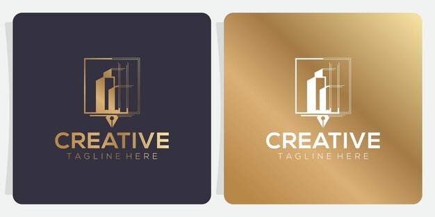 Construcción abstracta plantilla de logotipo de lápiz icono de negocio vectorial