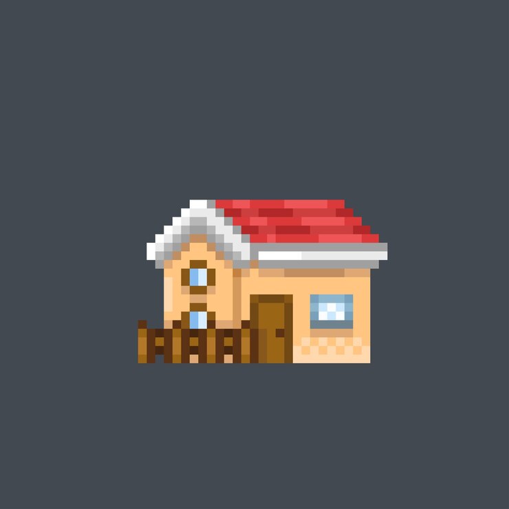 Vector construcción de casas en estilo pixel art
