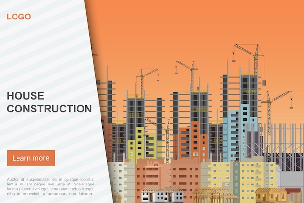 Construcción de casas, plantilla de página de inicio de página de inicio de sitio web de empresa de construcción arquitectónica