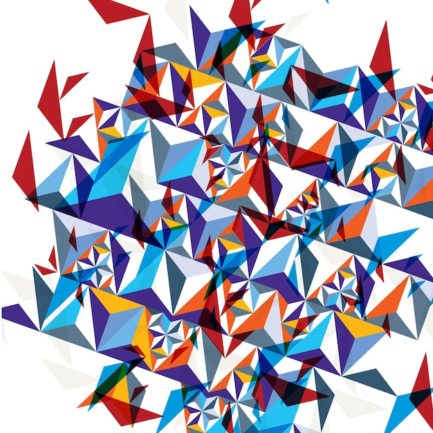 Construcción digital moderna fondo dimensional abstracto con figuras geométricas 3d faceta de perspectiva ilusiva que cubre eps10 ilustración vectorial complicada telón de fondo de arte Op