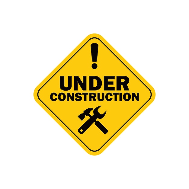 bajo construcción diseño de banner advertencia ilustración vectorial de masaje