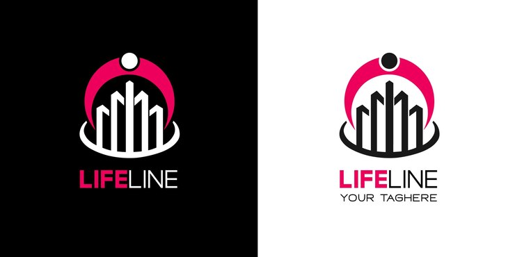 Construcción de diseño de logotipo de bienes raíces en negro y rojo.