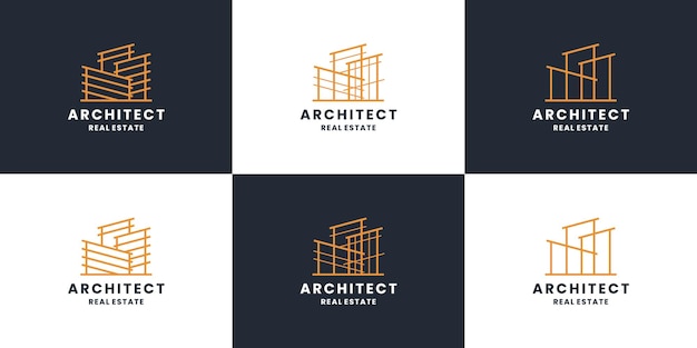 Construcción de edificios, colección de diseño de logotipos de arquitectos. para inmobiliaria, contratista.