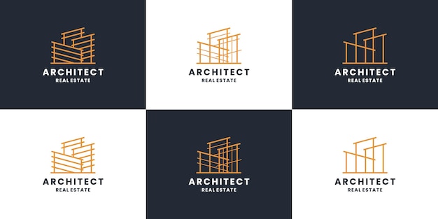 Construcción de edificios, colección de diseño de logotipos de arquitectos. para inmobiliaria, contratista.