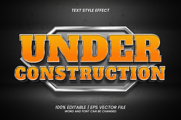 Vector en construcción efecto de texto estilo 3d editable