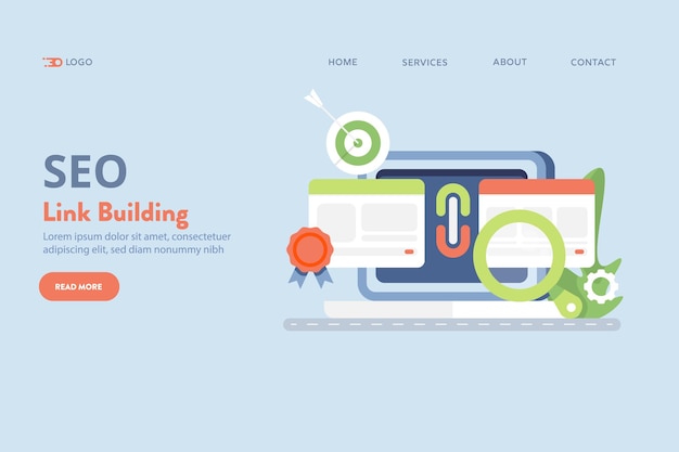 Construcción de enlaces para el concepto de vector de SEO