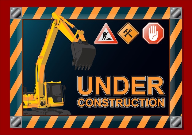 En construcción fondo e icono vector ilustración