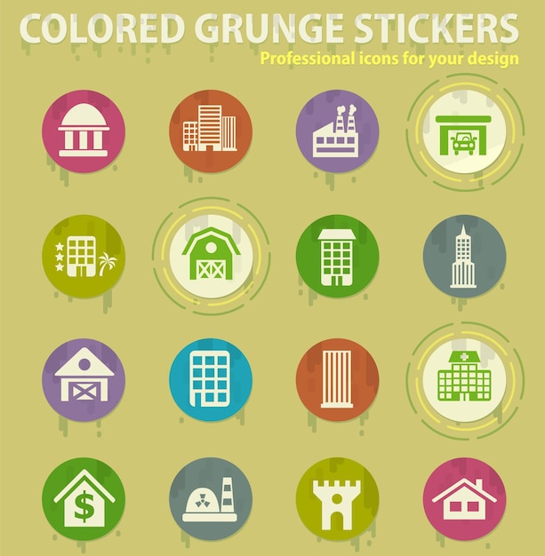 Construcción de iconos grunge de colores