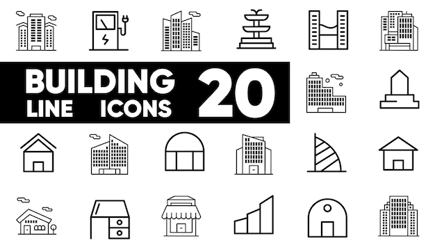 Construcción de iconos de línea vector y conjunto de ilustrador