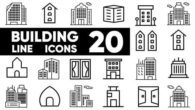 Construcción de iconos de línea vector y conjunto de ilustrador