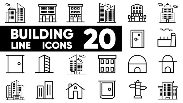 Construcción de iconos de línea vector y conjunto de ilustrador
