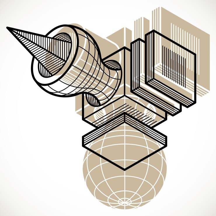 Vector construcción isométrica abstracta 3d, forma poligonal vectorial.