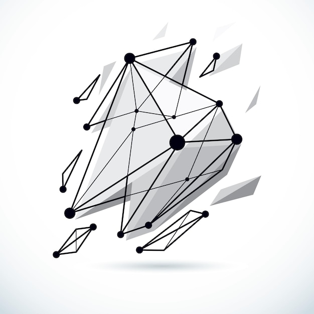 Construcción isométrica abstracta, fondo de vector de baja poli. Ilustración conceptual de tecnología y ciencia.