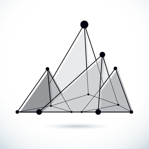 Construcción isométrica abstracta, fondo de vector de baja poli. Ilustración conceptual de tecnología y ciencia.