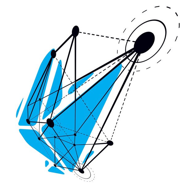 Construcción isométrica abstracta, fondo de vector de baja poli. Ilustración conceptual de tecnología y ciencia.