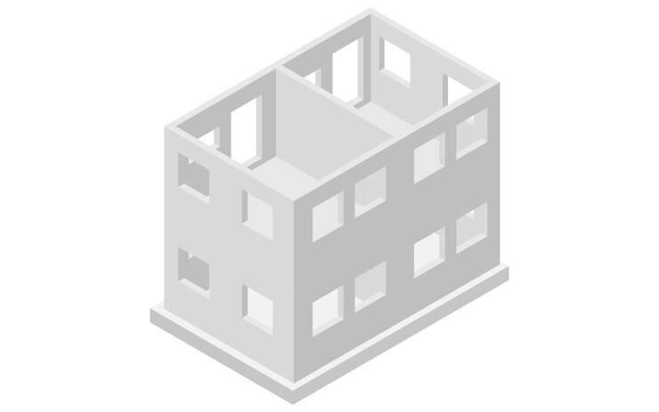 Vector construcción de paredes rc de hormigón armado ilustraciones isométricas de estructuras de edificios
