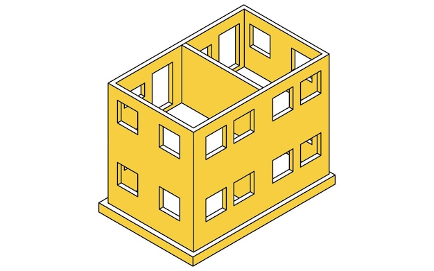 Construcción de paredes RC de hormigón armado Ilustraciones isométricas de estructuras de edificios