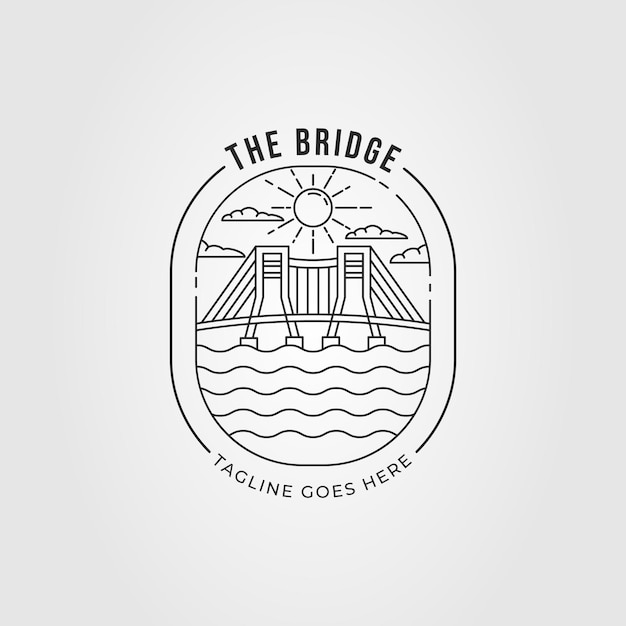 construcción de puente con torre para el transporte diseño de ilustración vectorial del logotipo