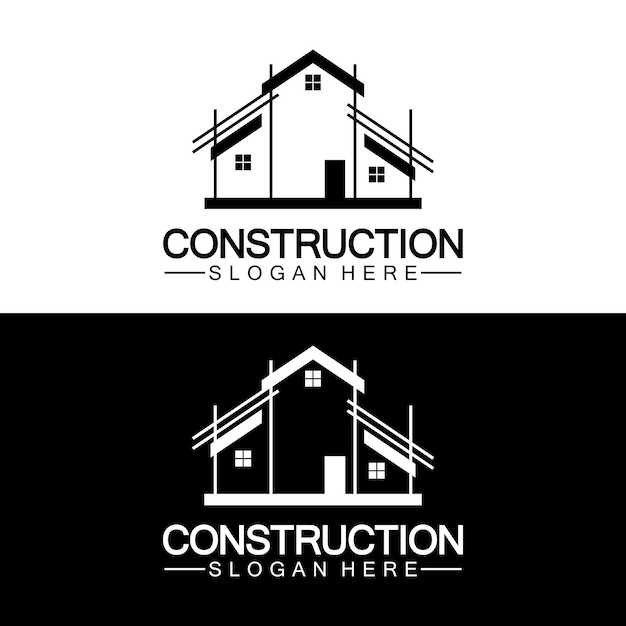 Construcción reparación de viviendas y diseño de logotipo de concepto de construcción construcción de viviendas plantilla de logotipo de vector de construcción
