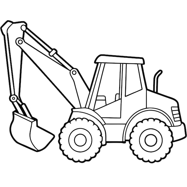 Construcción de transporte al conjunto de arte lineal Excavadora tractor nivelacionador coleccionista de arte de línea