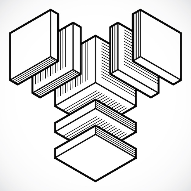 Construcción trigonométrica abstracta, plantilla de diseño dimensional vectorial.