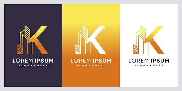 Construcción y último diseño de logotipo k con concepto creativo.