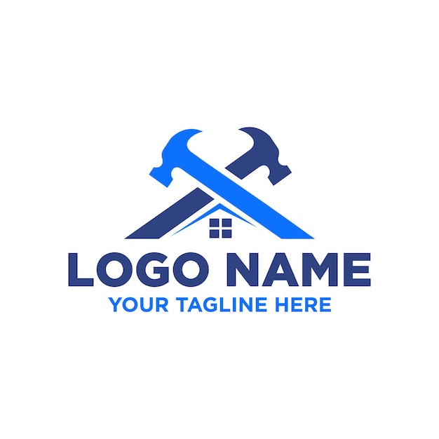 Construccióncasainmobiliariaedificiopropiedadmartillologodiseñopremiumvector