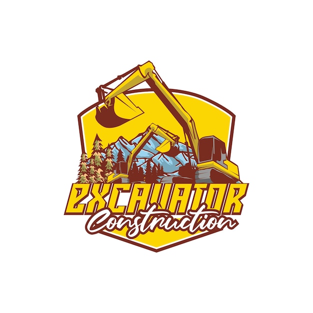 Vector construcciones de logotipos de excavadoras para trabajos duros y negocios