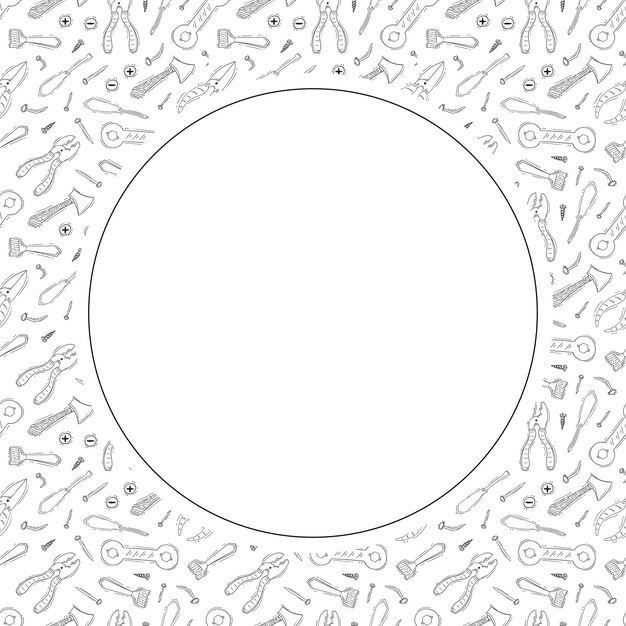 construction frame doodle construction tool circle frame hand drawn construction frame background