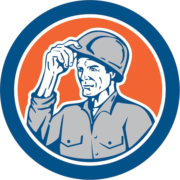 constructor, carpintero, propinas, hardhat, círculo, retro