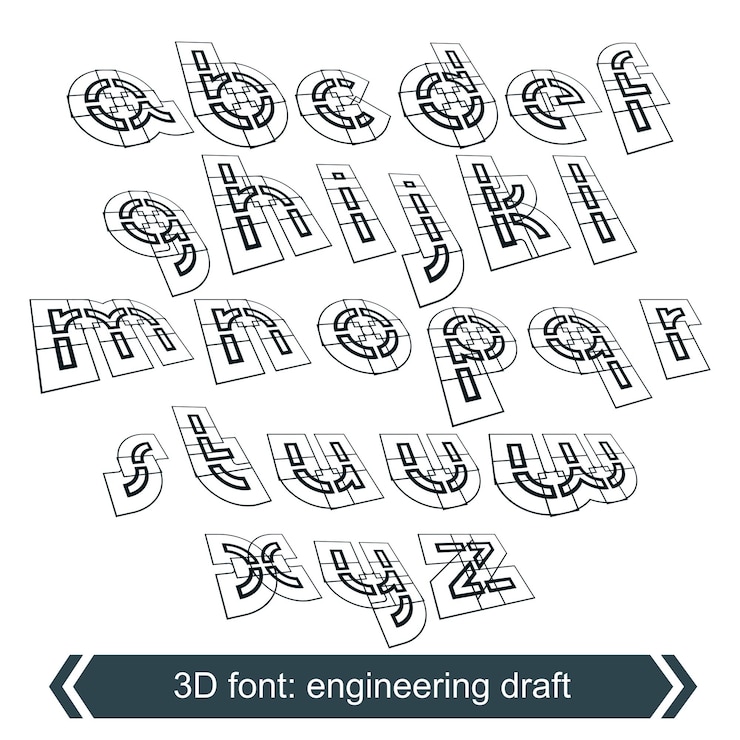 Vector constructor girado letras geométricas vectoriales de escritura dimensional