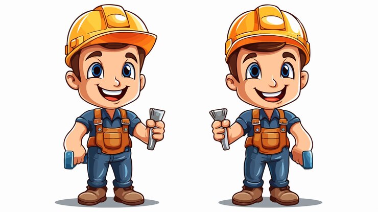 Vector constructor hábil y carpintero artesano en el sitio de construcción