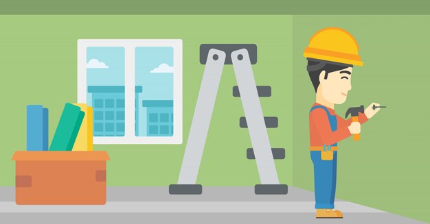 Constructor martillando clavo.