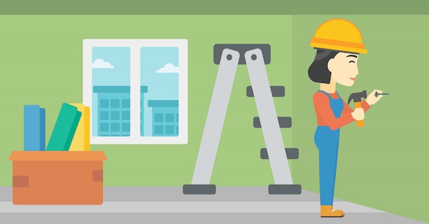 Constructor martillando clavo.