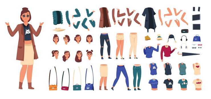 Vector constructor de personajes de dibujos animados