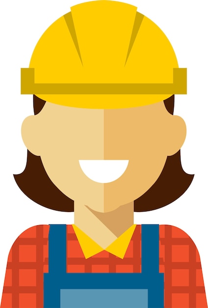 Constructora femenina en trajes de trabajo y casco Icon Avatar Retrato de cara en estilo plano