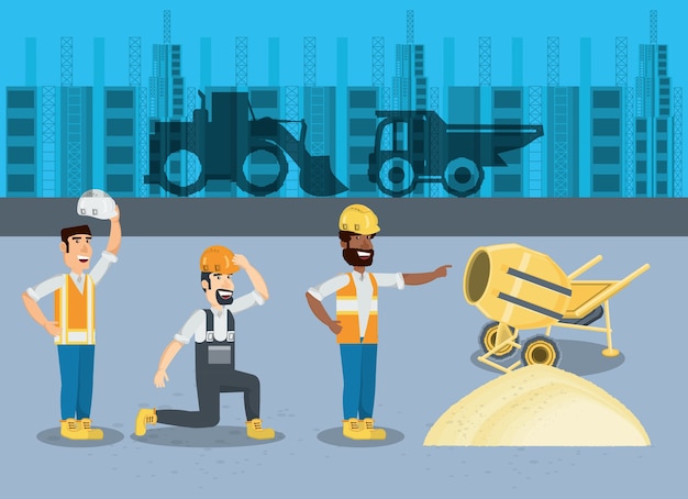 constructores y hormigoneras sobre