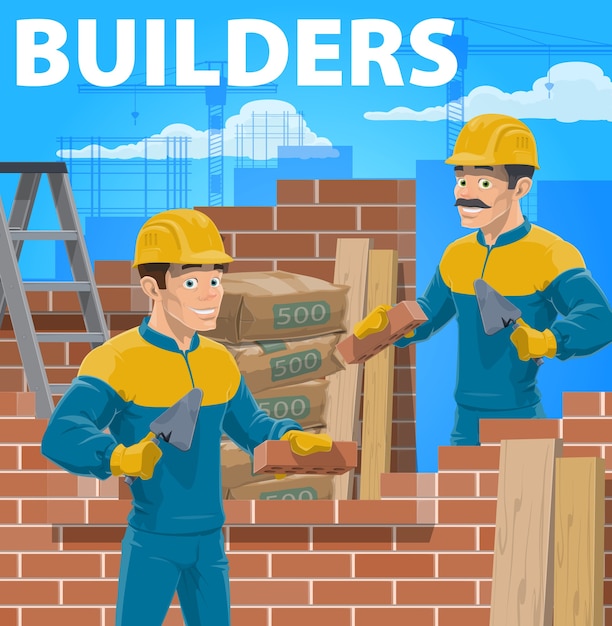 Constructores que trabajan en la construcción de viviendas