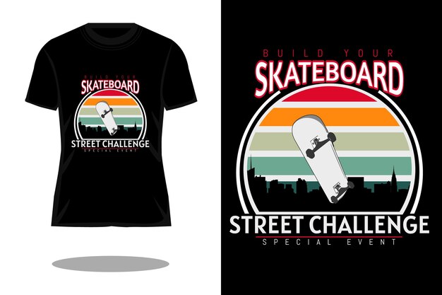 Construye tu diseño de camiseta de silueta retro de patineta patineta