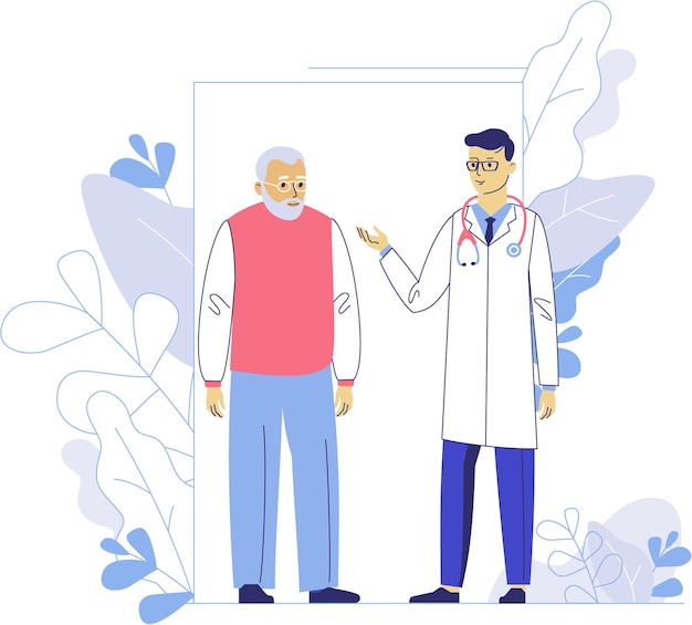 Consulta médica para anciano en el hospital
